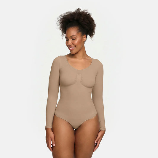 Body sculpting shapewear lange mouwen met string