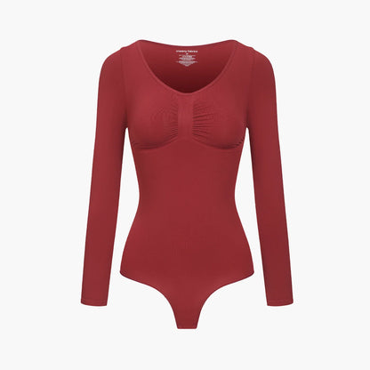Bodysuit Sculpting Shapewear Longsleeve mit String