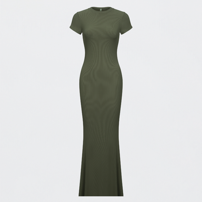 Ribbed T-Shirt Maxikleid