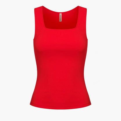 Cotton Tanktop mit eckigem Ausschnitt